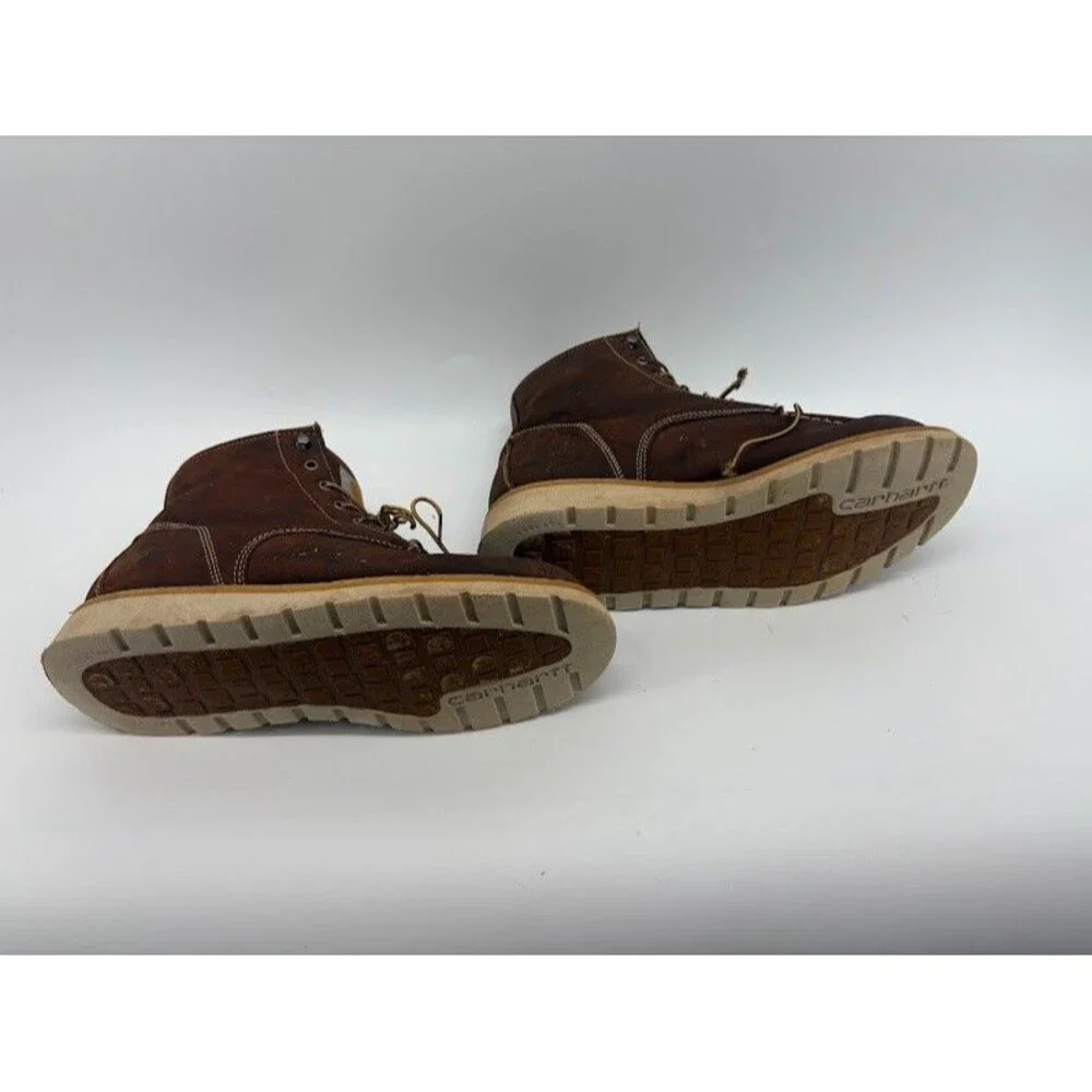 Men Sz 11.5 Carhartt CMW6295 Waterproof Steel Toe Wedge Work Boots Brown Leather